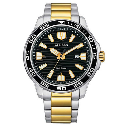 Citizen Men's Watch - Eco-Drive Black Dial Two Tone Steel Bracelet | AW1704-82E ,