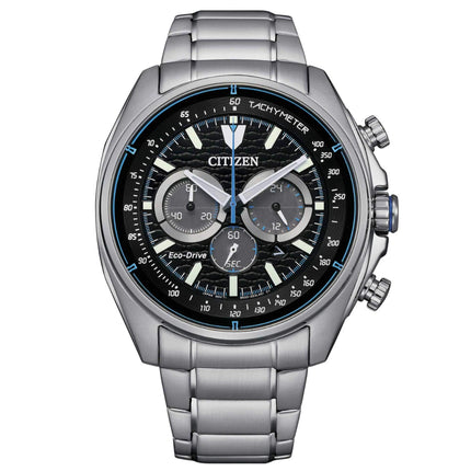 Citizen Men's Watch - Eco-Drive Chrono Black Dial Silver Tone Bracelet | CA4560-81E ,