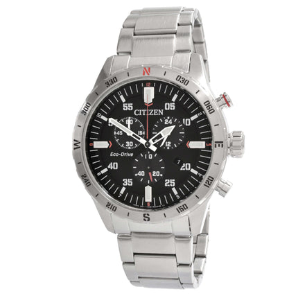 Citizen Men's Watch - Eco-Drive Chronograph Black Dial Steel Bracelet | AT2520-89E ,