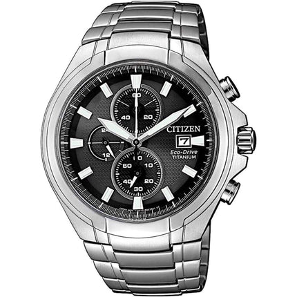 Citizen Men's Watch - Eco Drive Chronograph Black Dial Titanium Bracelet | CA0700-86E ,