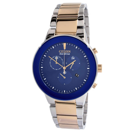 Citizen Men's Watch - Eco-Drive Chronograph Blue Dial Two Tone Bracelet | AT2244-84L ,