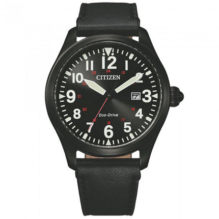 Citizen Men's Watch - Eco-Drive Date Black Dial Genuine Leather Strap | BM6835-23E ,