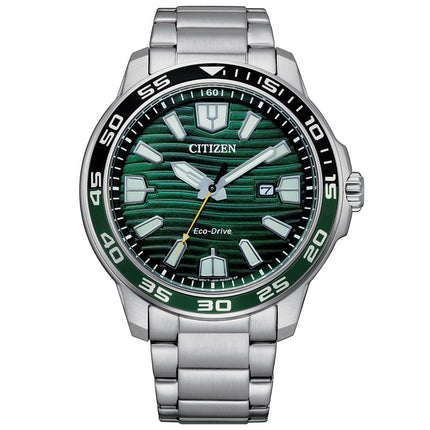 Citizen Men's Watch - Eco-Drive Green Dial Silver Tone Steel Bracelet | AW1526-89X ,
