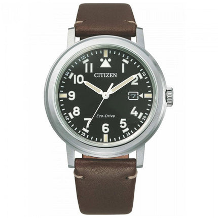 Citizen Men's Watch - Eco-Drive Power Reserve Black Dial Brown Strap | AW1620-21E ,