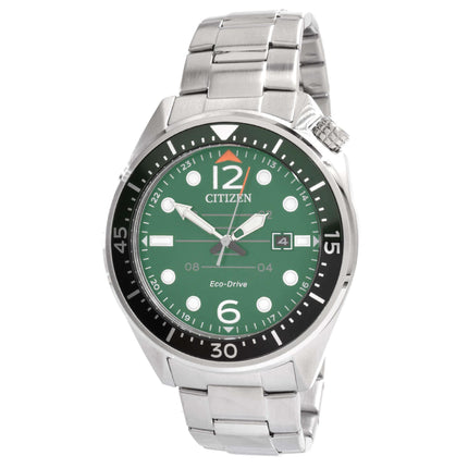 Citizen Men's Watch - Eco-Drive Power Reserve Green Dial Silver Steel | AW1715-86X ,