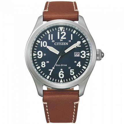 Citizen Men's Watch - Eco-Drive Solar Powered Blue Dial Leather Strap | BM6838-33L ,