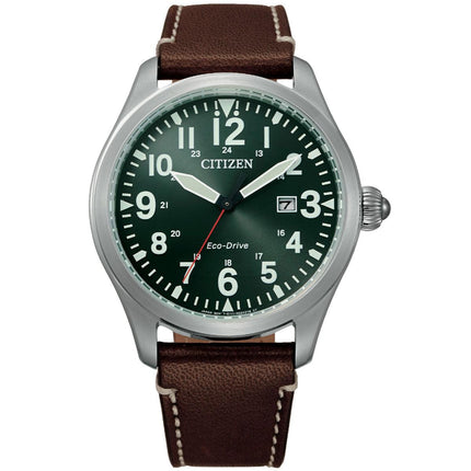 Citizen Men's Watch - Eco-Drive Solar Powered Green Dial Leather Strap | BM6838-25X ,