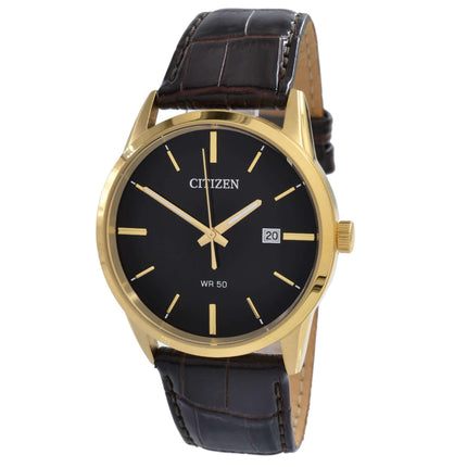 Citizen Men's Watch - Japanese Quartz Black Dial Black Leather Strap | BI5002-06E ,