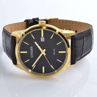 Citizen Men's Watch - Japanese Quartz Black Dial Black Leather Strap | BI5002-06E ,