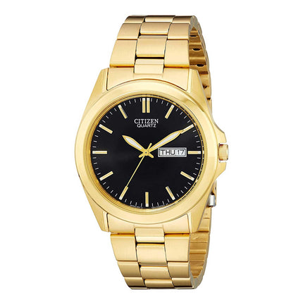 Citizen Men's Watch - Japanese Quartz Black Dial Yellow Gold Bracelet | BF0582-51F ,