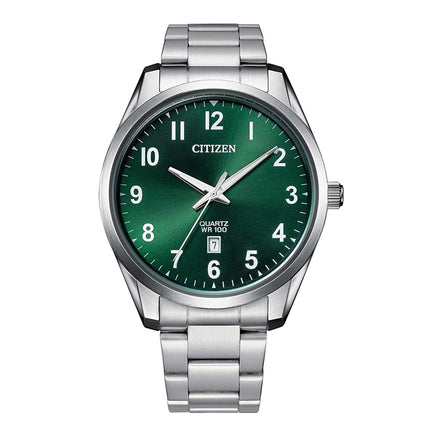 Citizen Men's Watch - Japanese Quartz Green Dial Silver Steel Bracelet | BI1031-51X ,