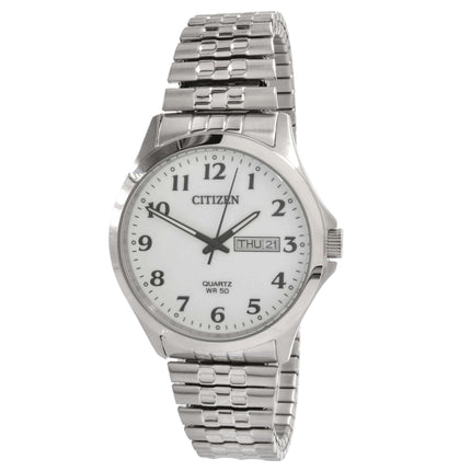 Citizen Men's Watch - Japanese Quartz White Dial Silver Steel Bracelet | BF5000-94A ,