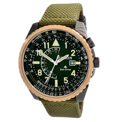 Citizen Men's Watch - Promaster Sky Eco-Drive Black Dial Green Strap | BJ7136-00E ,