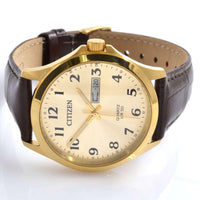 Citizen Men's Watch - Quartz Champagne Dial Brown Genuine Leather Strap | BF5002-05P ,