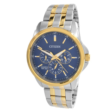 Citizen Men's Watch - Quartz Date-Day Blue Dial Two Tone Steel Bracelet | AG8348-56L ,