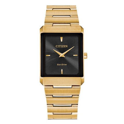 Citizen Unisex Eco-Drive Watch - Stiletto Black Dial Yellow Gold Bracelet | EG6012-59E ,