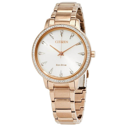 Citizen Women's Bracelet Watch - Silhouette Crystal Eco-Drive Silver Dial | FE7043-55A ,