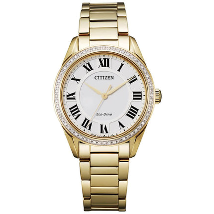 Citizen Women's Diamond Watch - Arezzo Silver Tone Dial Bracelet | EM0882-59A ,