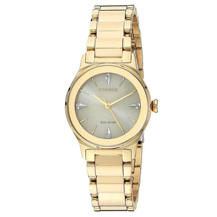 Citizen Women's Diamond Watch - Axiom Gold Tone Dial Steel Bracelet | EM0732-51P ,