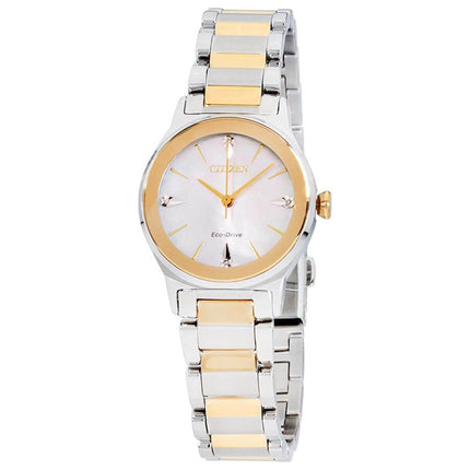 Citizen Women's Diamond Watch - Axiom Two Tone Stainless Steel Bracelet | EM0734-56D ,