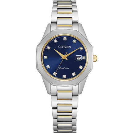 Citizen Women's Diamond Watch - Corso Blue Dial Two Tone Bracelet | EW2584-53L ,