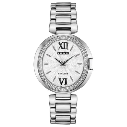 Citizen Women's Eco Drive Watch - Capella Diamond Silver Tone Dial Strap | EX1500-52A ,