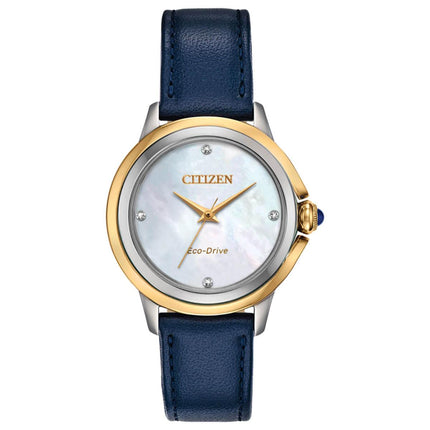 Citizen Women's Eco Drive Watch - Ceci Diamond Blue Leather Strap | EM0794-03Y ,
