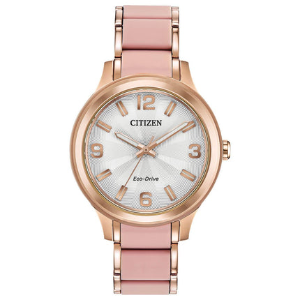 Citizen Women's Eco Drive Watch - Drive Silver Tone Dial Two Tone Bracelet | FE7073-54A ,