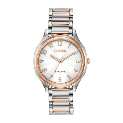 Citizen Women's Eco-Drive Watch - LTR White Dial Two Tone Steel Bracelet | EM0756-53A ,