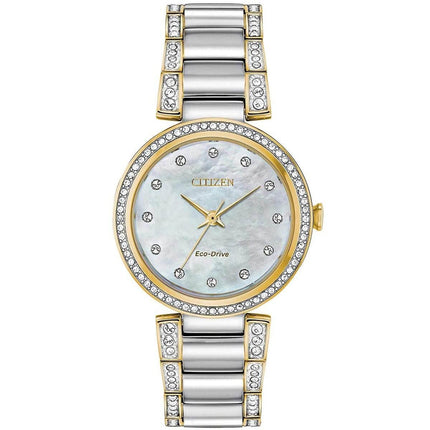 Citizen Women's Eco Drive Watch - Silhouette Crystal MOP Dial Bracelet | EM0844-58D ,