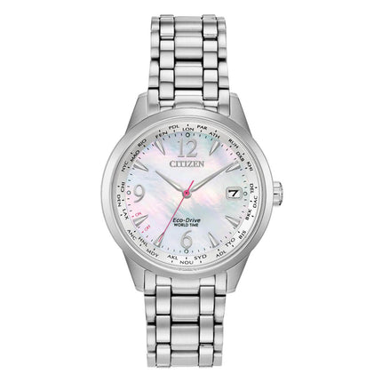 Citizen Women's Eco-Drive Watch - World Time Silver Tone Bracelet | FC8000-55D ,