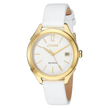 Citizen Women's Strap Watch - LTR Beige Dial White Leather | FE6142-08A ,