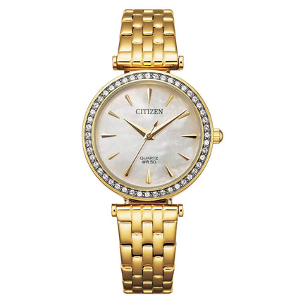 Citizen Women's Watch - White Mother of Pearl Dial Yellow Gold Bracelet | ER0212-50Y ,