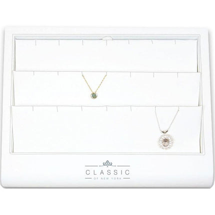 Classic Display - Pendant or Light Necklace White Leatherette, 18 Slots | DSP-018 ,