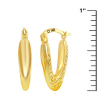 Women's Earrings - 14K Yellow Gold Oval D-C 20x10mm Hoop | 14A-116 ,