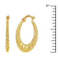 Women's Earrings - 14K Yellow Gold Textured 21mm Hoop | 14A-107 ,