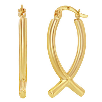 Women's Earrings - 14K Yellow Gold Twisted Hoop | 14A-118 ,