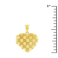 Women's Locket - 14K Yellow Gold Checkered Heart | 14J-208 ,