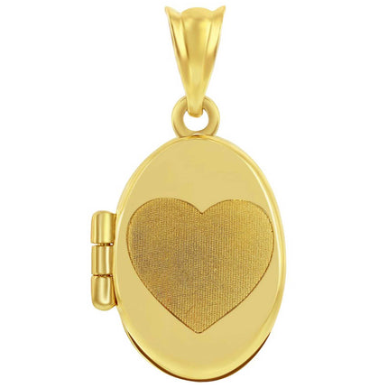 Women's Locket - 14K Yellow Gold Heart Engraved Oval | 14J-205 ,
