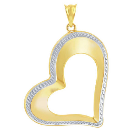 Women's Pendant - 14K Yellow and White Gold Open Heart | 14J-219 ,