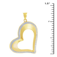Women's Pendant - 14K Yellow and White Gold Open Heart | 14J-219 ,