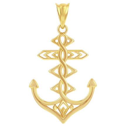 Women's Pendant - 14K Yellow Gold Designed Anchor | 14J-216 ,
