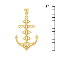 Women's Pendant - 14K Yellow Gold Designed Anchor | 14J-216 ,
