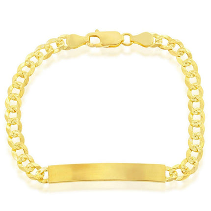 Classic Men's Bracelet - Gold Plated Sterling 5mm Pave Curb Chain ID | S-5124-GP ,