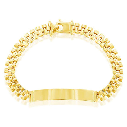 Classic Men's Bracelet - Gold Plated Sterling Silver Panther-Link ID | S-5136-GP ,