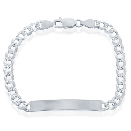 Classic Men's Bracelet - Sterling Silver 5mm Pave Curb Chain ID | S-5124 ,