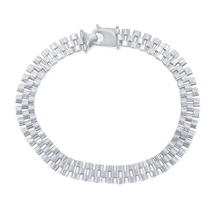 Classic Men's Bracelet - Sterling Silver Panther Link Design Lobster Clasp | S-5135 ,