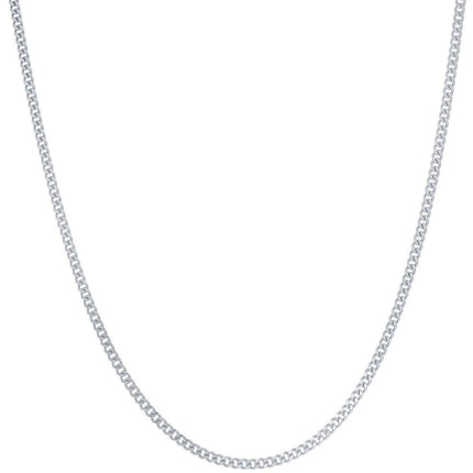 Classic Unisex Chain - Rhodium Plated Sterling Silver Curb 050, 24 inch | Q-5452-24 ,