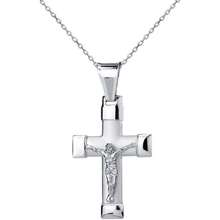 Classic Unisex Pendant with Chain - Sterling Silver Cross Shape Lobster Clasp | J-2091 ,