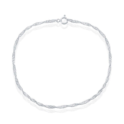 Classic Women's Anklet - Silver Plated 2mm Singapore | R-9259 ,